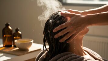 zu Hause Kopfhaut-Wellness-Ritual